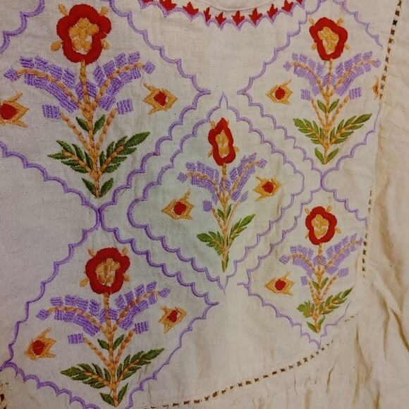 Magic Size Small S Linen Cotton Embroidered Dress Floral Flower Boho Indie Short - Picture 7 of 11